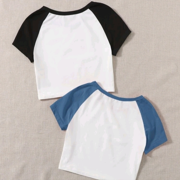 2 Pack colorblock cropped tees - Picture 2 of 3